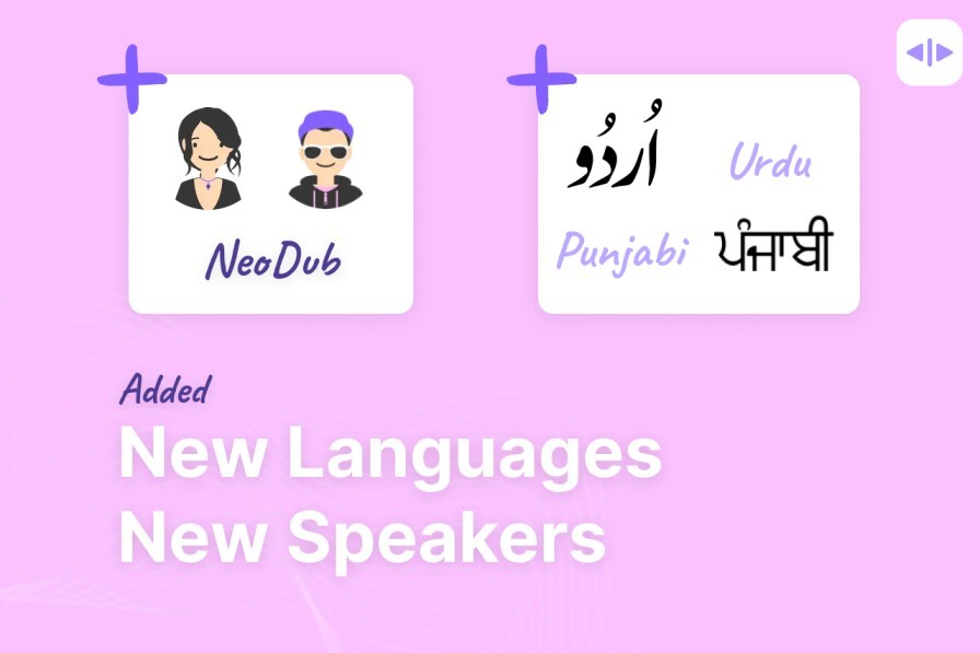 New Languages and Speakers added to Dubverse