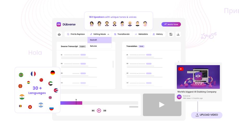 AI video dubbing, ai subtitling and text to speech with Dubverse to streamline content localization and become multilingual fast