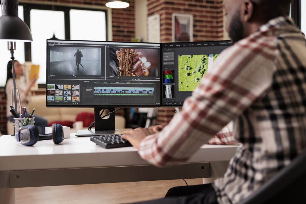 Image showing a man editing high quality videos