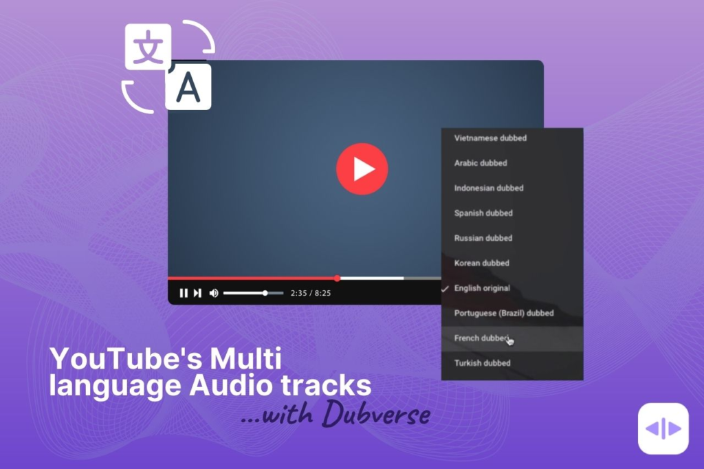 Youtube multilingual audio track with dubverse
