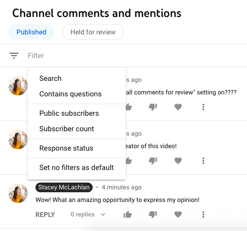 interact with youtube comments