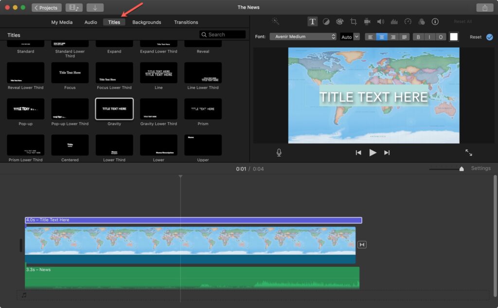 Navigate to the Titles section within iMovie's toolbar. Here, you'll find various title styles to choose from. Select a style that complements your video's aesthetic. Drag the chosen title style onto the timeline at the point where you want your subtitles to appear. This action creates a title card on the timeline.