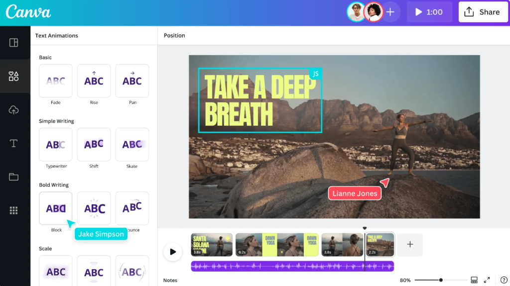 Canva is a video editing software that can help you design professional-looking videos for your social media 