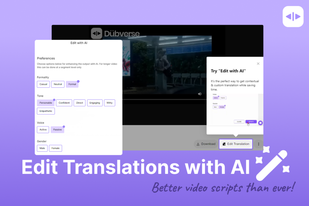edit with AI feature is launched on Dubverse Dub to write better video scripts